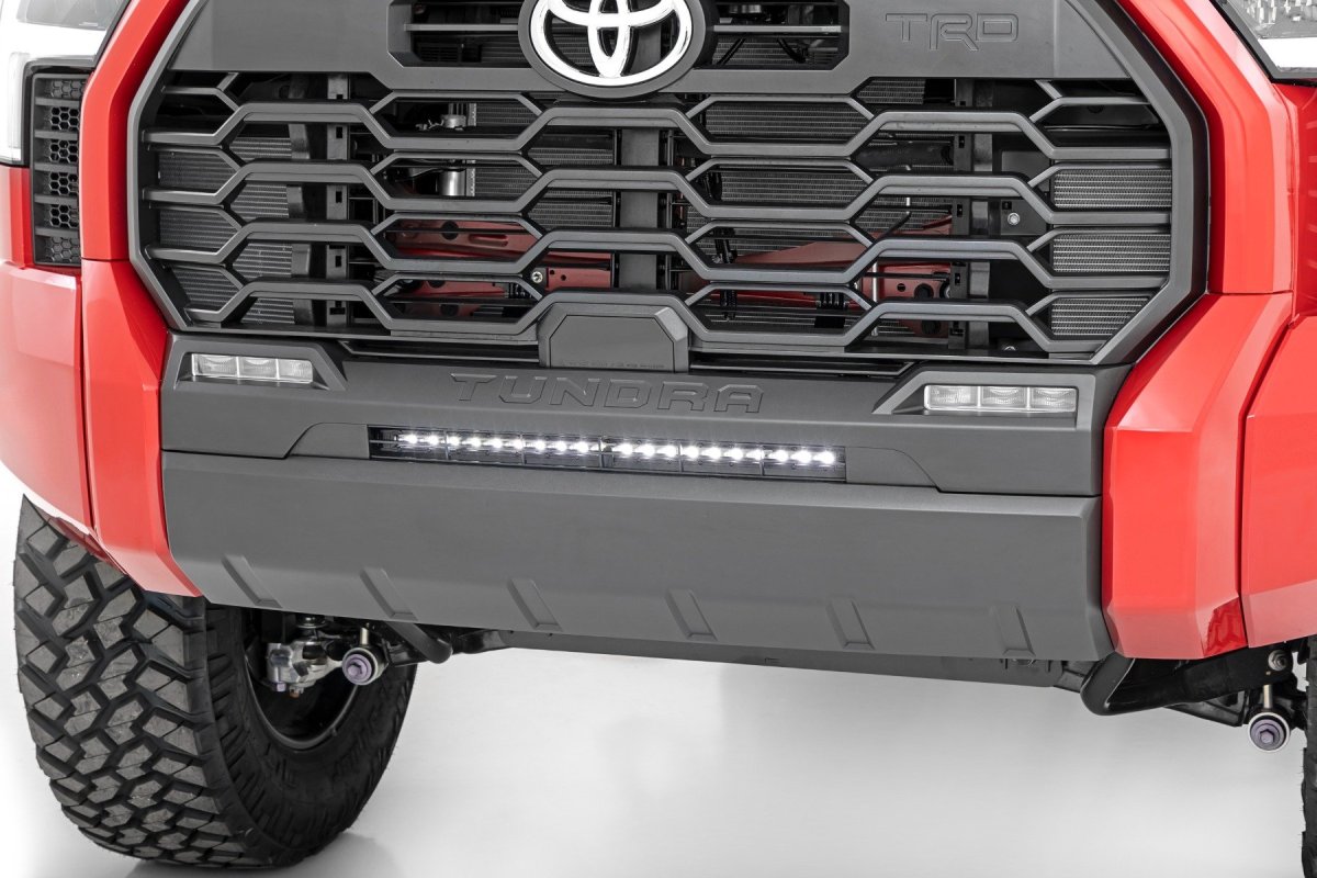 Toyota Tundra LED Light Kit - Front - Rough Country - Bumper Mount 20-Inch Slim Line - Black - '22-'24